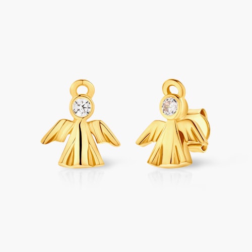 Kolczyki aniołki Savicki: złote, cyrkonie